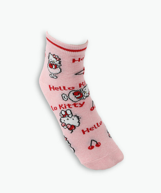 Kit 2 Pares Meias Feminina Cano Curto Hello Kitty Preto