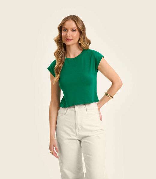 Blusa Básica Feminina Viscotorcion Rovitex Verde