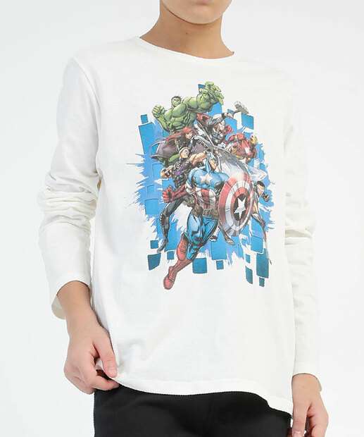 Camiseta Juvenil Manga Longa Vingadores Marvel Tam 10 a 16