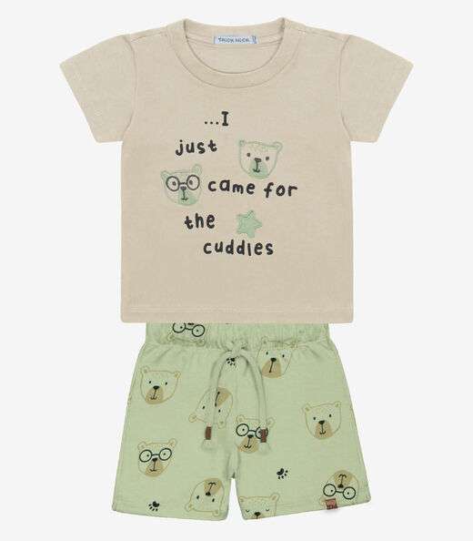 Image_Conjunto Infantil Camiseta Com Bermuda Trick Nick Bege