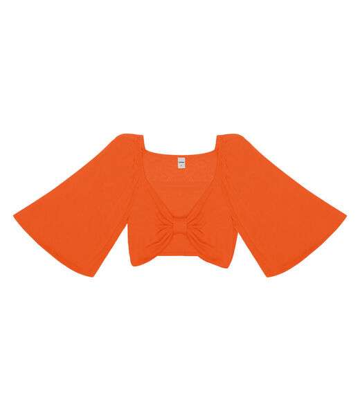 Blusa Top Feminina Com Efeito Laço Rovitex Laranja