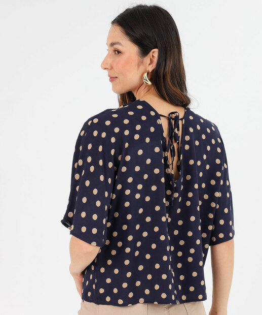 Blusa Feminina Poá Marisa Azul