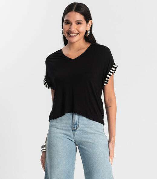 Blusa Feminina Viscotorcion Rovitex Preto