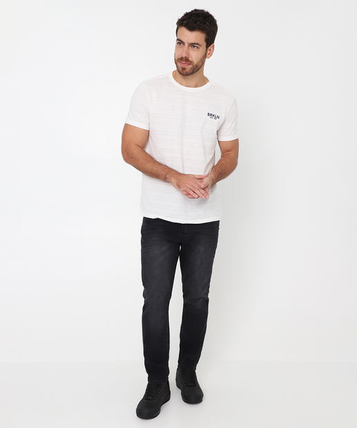 Camiseta Masculina Textura Listrada Marisa Off White