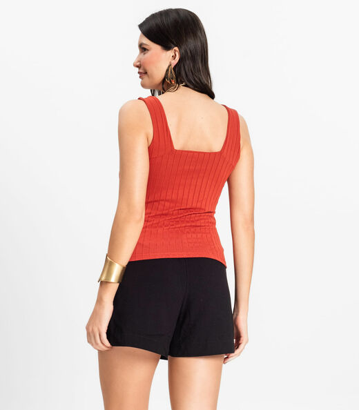 Regata Canelada Feminina Infinita Cor Laranja