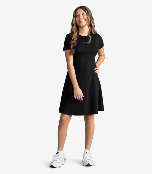 Vestido Feminino Molecotton De Viscose Evasê Minty Preto