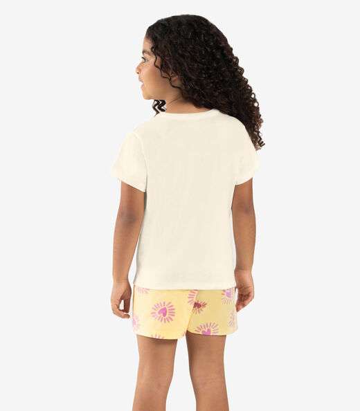 Pijama Infantil Menina Meia Malha Rovi Kids Bege