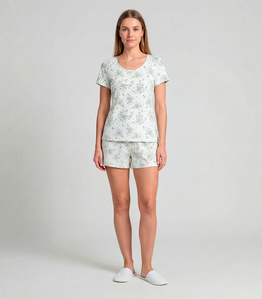 Pijama Feminina Short E Blusa Infinita Cor Bege