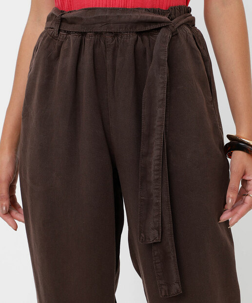 Calça Feminina Liocel Clochard Reta Marisa Marrom
