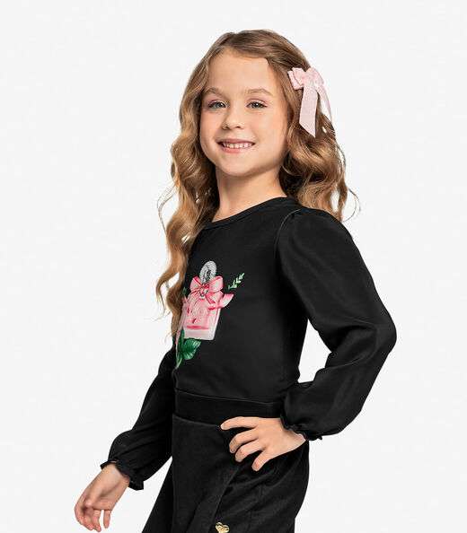 Conjunto Infantil Blusa Com Shorts Saia Trick Nick Preto