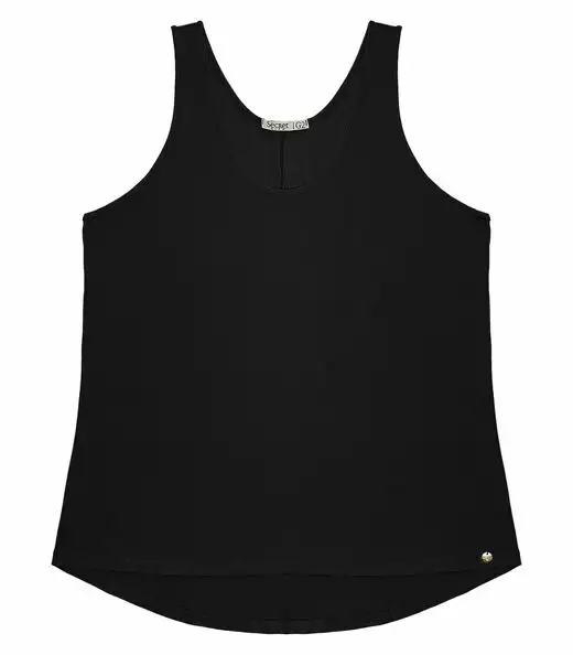 Regata Feminina Plus Size Secret Glam Preto