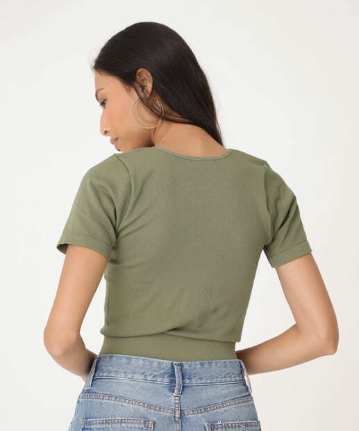 Blusa Cropped Feminina Sem Costura Canelada Marisa