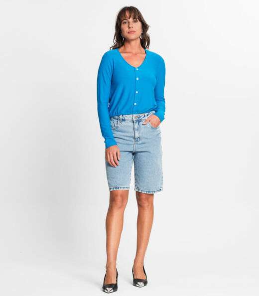 Camisa Feminina Manga Longa Rovitex Azul