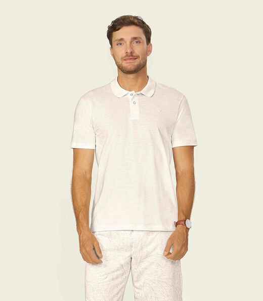 Image_Polo Masculina Meia Malha Texturizada Diametro Bege