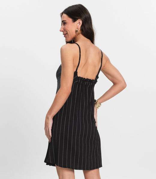 Vestido Curto De Alças Decote Quadrado Endless Preto