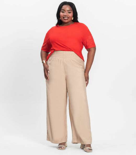 Blusa Manga Curta Plus Size Secret Glam Laranja