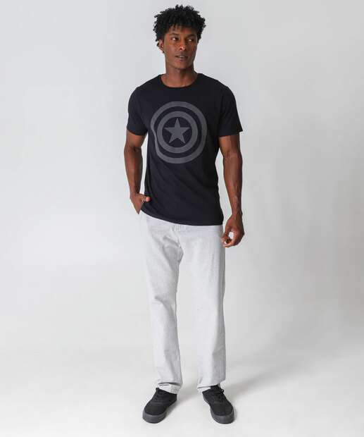 Camiseta Masculina Capitão América Manga Curta Marvel