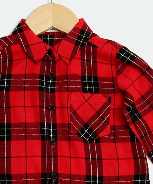 Camisa Infantil Xadrez Brilho Lurex Marisa Tam 1 a 4