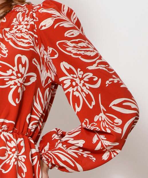 Vestido Feminino Flores Manga Bufante Marisa