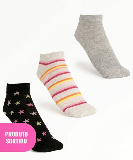 Image_Kit 3 Pares Meias Soquete Feminina Estampadas Marisa