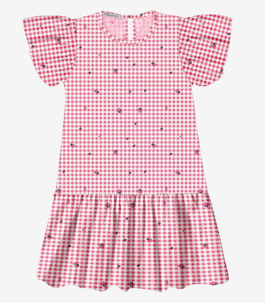 Vestido Popeline Estampado Trick Nick Rosa