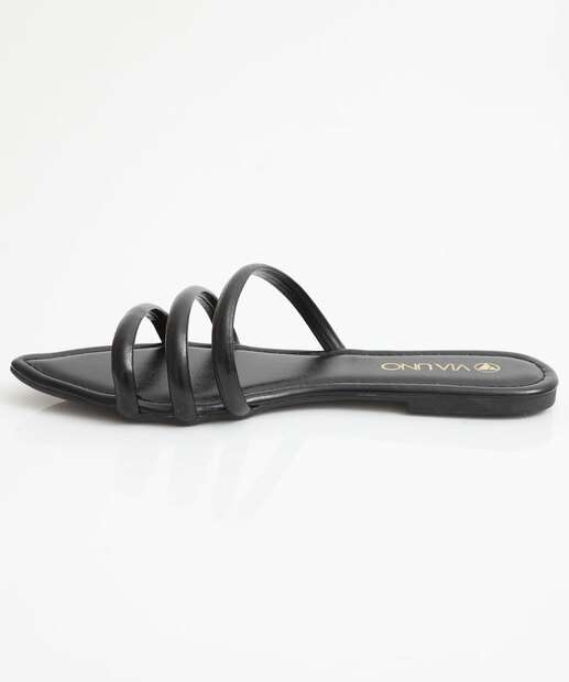 Rasteirinha Feminina Tiras Via Uno Preto