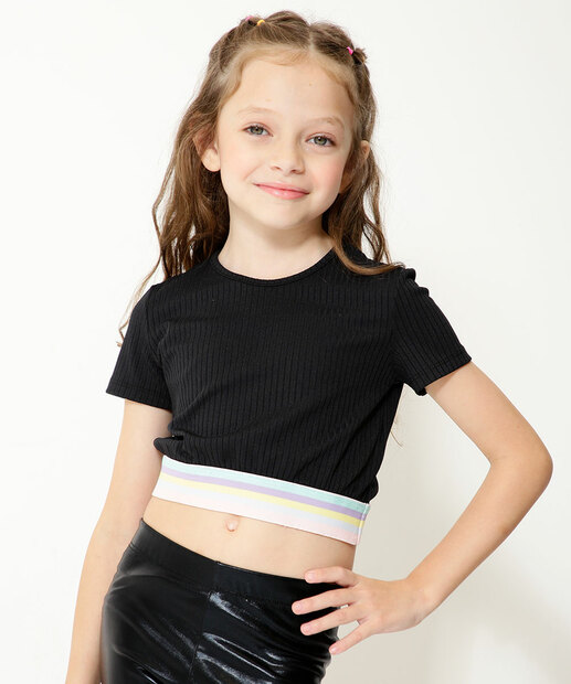 Blusa Infantil Cropped Canelada Marisa Tam 4 a 10