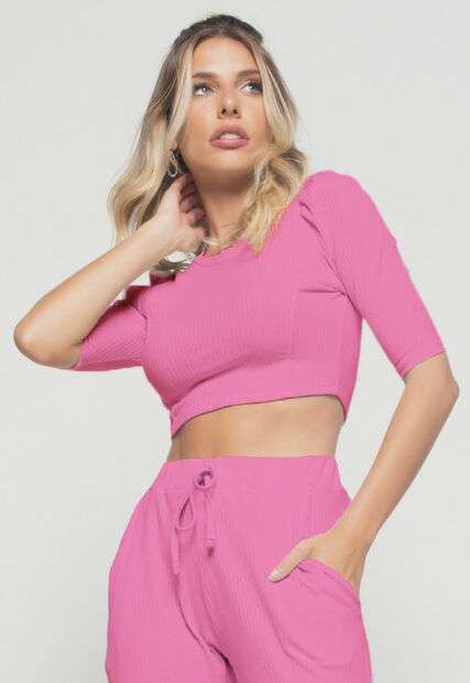 Image_Cropped  Princesa Gola Redonda Malha Canelada Rosa