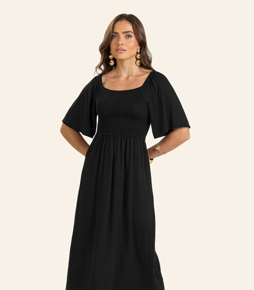 Vestido Midi em Viscotorcion Feminino Endless Preto