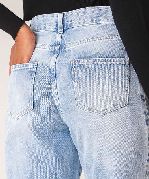 Calça Jeans Reta Feminina Barra Assimétrica Marisa Azul