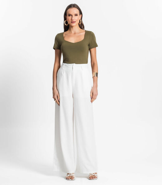 Blusa De Viscotorcion Com Decote Feminina Endless Verde