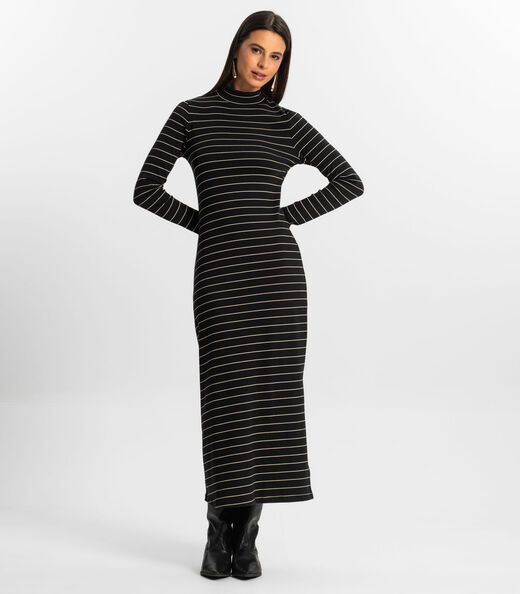 Vestido Midi Feminino Rovitex Preto