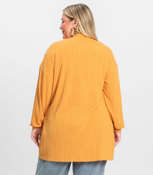 Cardigan Feminino Pluz Size Infinita Cor Amarelo