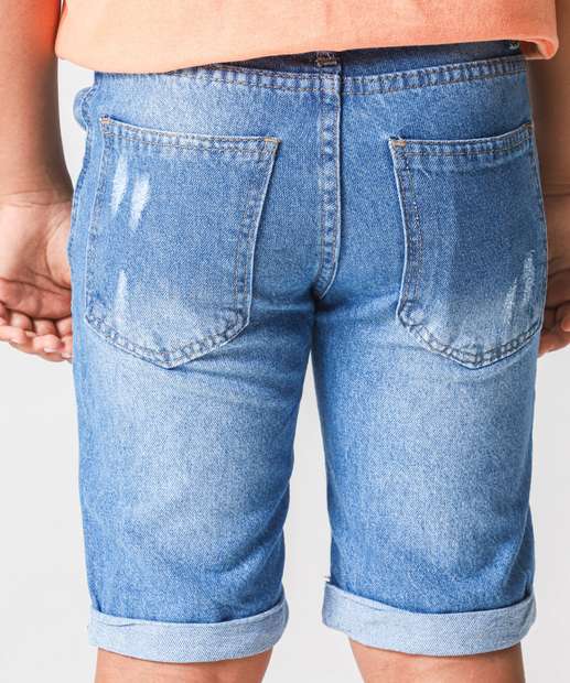 Bermuda Juvenil Jeans Bolsos Destroyed Tam 10 a 16