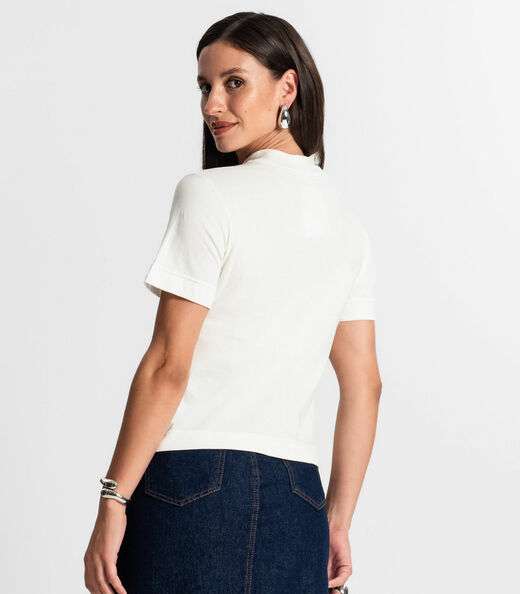 Camiseta Feminina Gola Alta Rovitex Bege
