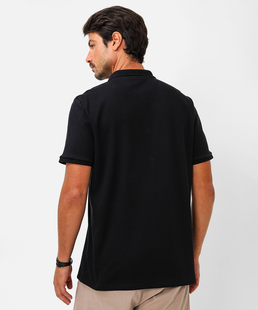 Polo Masculina Botões Suedine Manga Curta MR Preto