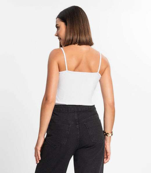 Blusa De Alça Feminina Ribana Canelada Rovitex Branco