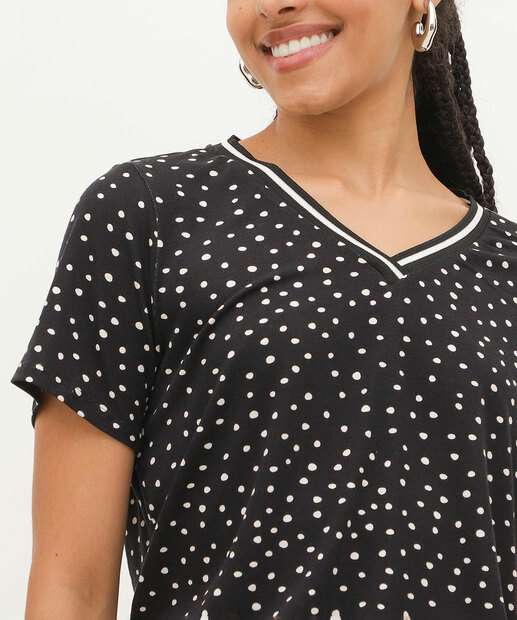 Blusa Feminina Estampa Poá Manga Curta Marisa