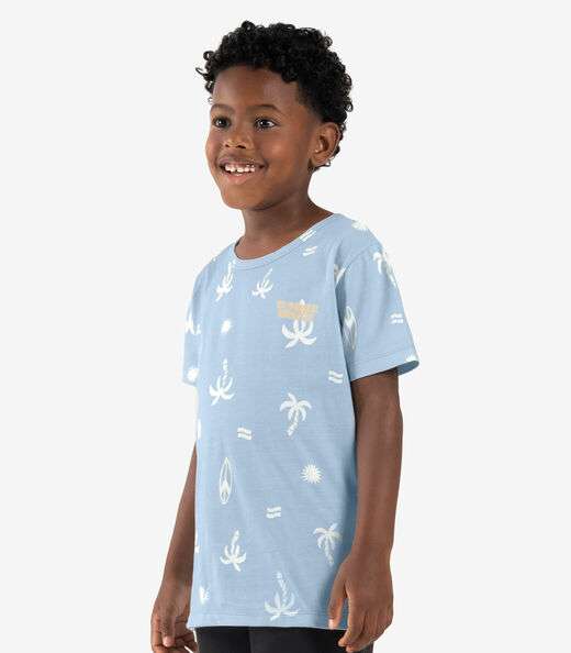 Camiseta Infantil Meia Malha Rovi Kids Azul