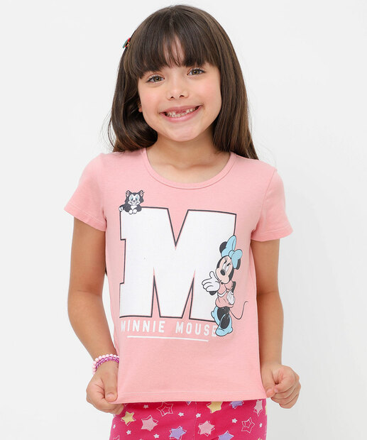 Image_Blusa Infantil Manga Curta Minnie Disney Tam 4 a 10 Rosa