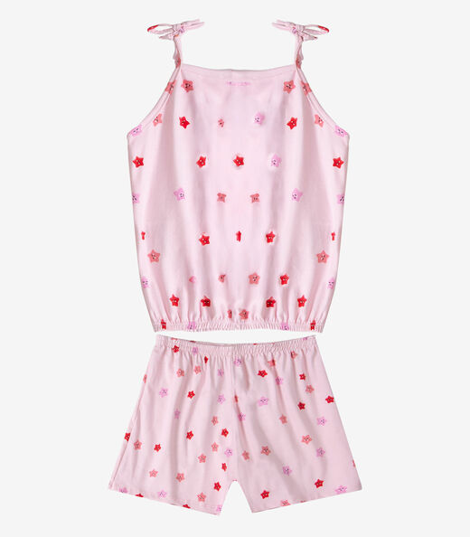 Conjunto Infantil Blusa de Alça e Short Select Rosa