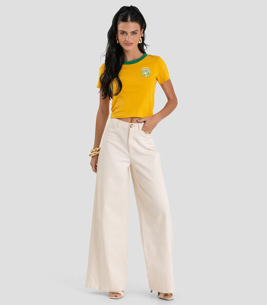 Blusa Feminina em Cotton Leve Brasil Dianna Amarelo