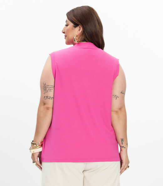 Regata em Ribana Feminina Plus Size Secret Glam Rosa