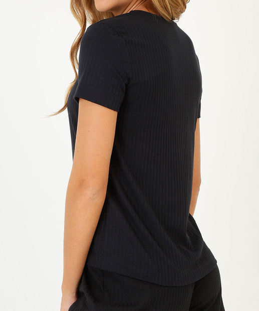 Blusa Pijama Feminino Avulso Canelada Manga Curta Marisa