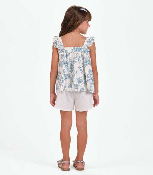 Conjunto Bata com Shorts Menina Trick Nick Azul