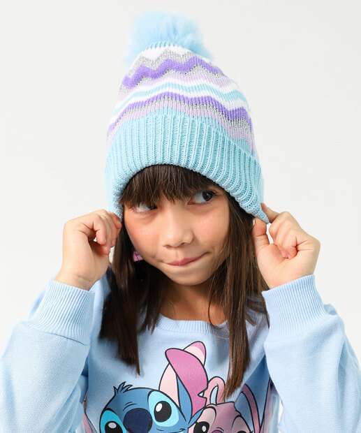 Image_Touca Infantil Listrado Brilho Lurex Marisa Tam 4 a 8 Azul