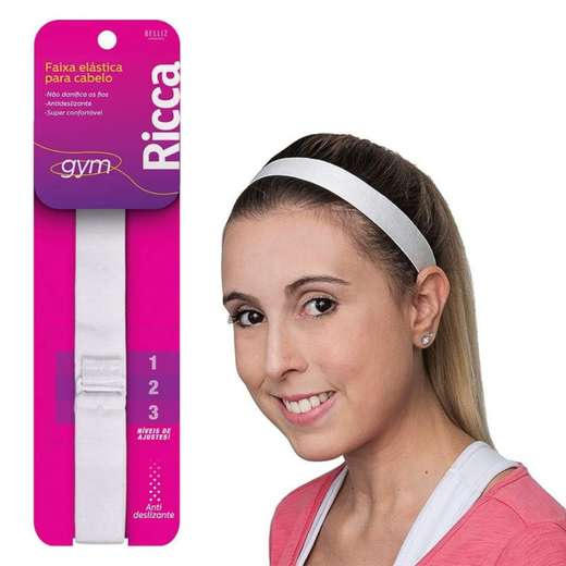 Faixa De Cabelo Gym Ricca Ajustável White