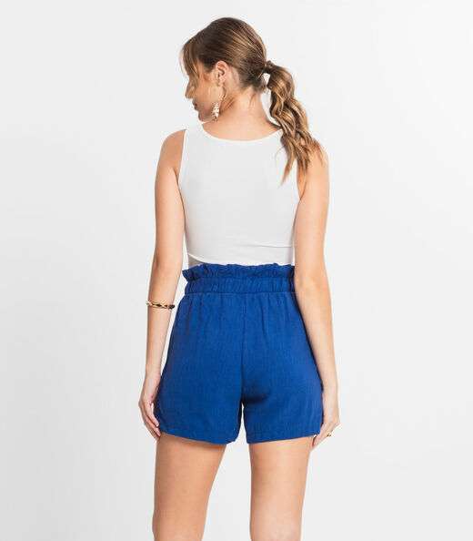 Shorts Feminino Linho Select Azul