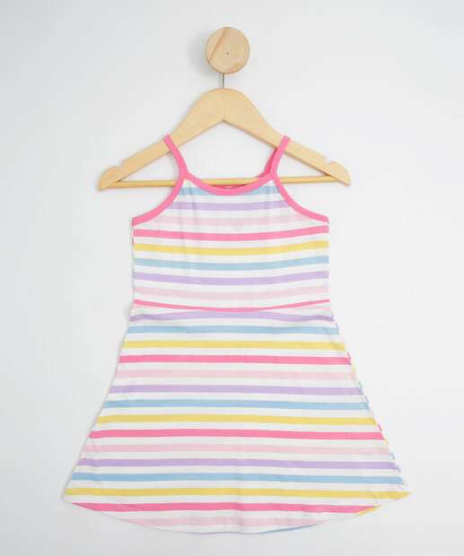 Vestido Infantil Alças Finas Listrado Marisa Tam 1 a 3