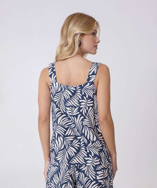 Blusa Regata Feminina Estampa Folhas Marisa
